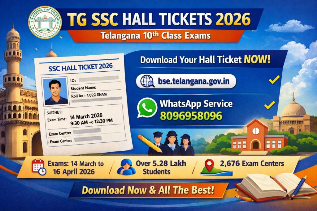 Telangana 10th Exams Hall Tickets Available-TG SSC Hall Ticket in Whatsapp /bse.telangana.gov.in/tgsschttfy/HallTicketsSel