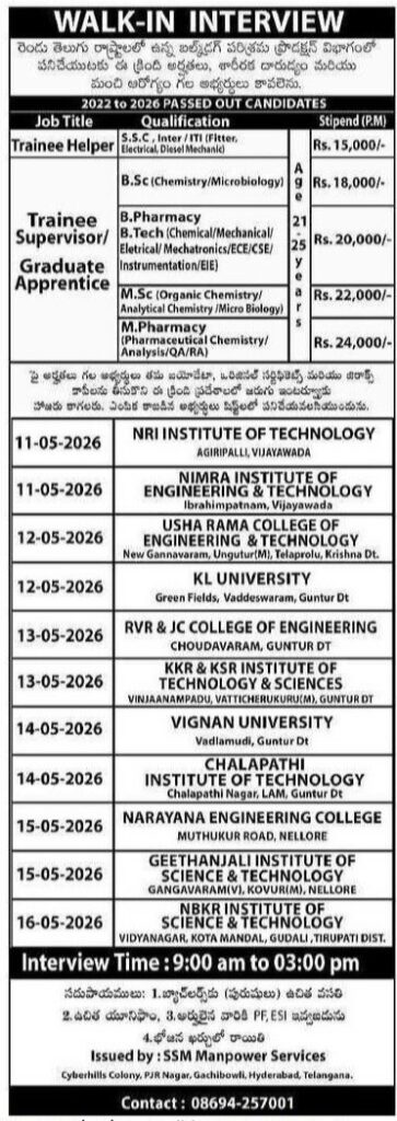 Divis Laboratories Ltd Divis Labs Trainee Helper, Trainee Supervisor, Graduate Apprentice Jobs-Divis Labs Interviews 2026 1 Divis Laboratories Ltd Divis Labs Trainee Helper, Trainee Supervisor, Graduate Apprentice Jobs-Divis Labs Interviews 2026