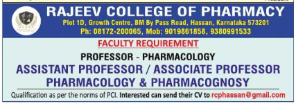 Rajeev College of Pharmacy Faculty Recruitment 2026 – Assistant Professor, Associate Professor Jobs 1 Rajeev College of Pharmacy Faculty Recruitment