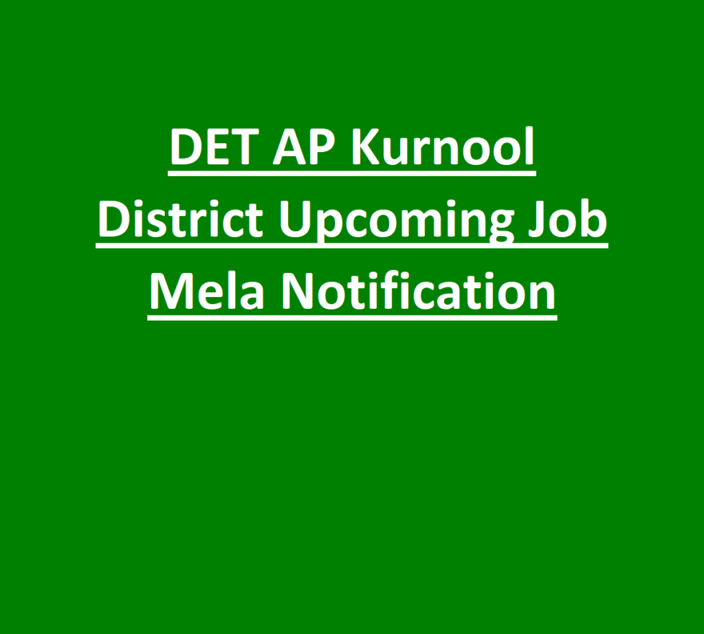 DET AP Kurnool District Upcoming Job Mela Notification 
