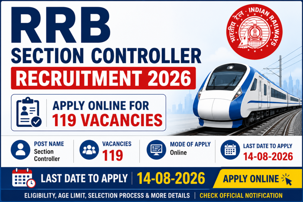 RRB Section Controller Recruitment 2026 – Apply Online for 119 Vacancies 1 RRB Section Controller Recruitment 2026 – Apply Online for 119 Vacancies