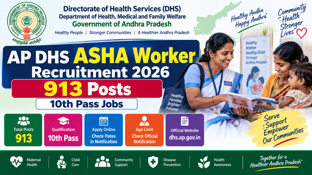AP DHS ASHA Worker Recruitment 2026-913 10th Pass Jobs